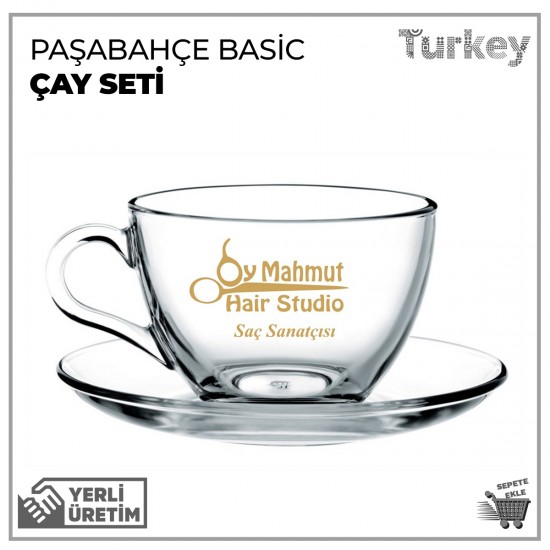 Paşabahçe Basic Baskılı Çay Seti (Fincan ve Tabak) 238 Ml